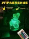 Акриловый 3D ночник-светильник Мишка несколько подсветок с пультом. Изображение №2