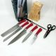 Набір ножів Rainberg RB-8806 на 8 предметів з ножицями та підставкою з нержавіючої сталі. Колір: червоний. Зображення №4