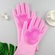 Силіконові рукавички Magic Silicone Gloves Pink для прибирання чистки миття посуду для будинку. Колір рожевий. Зображення №7