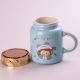Кухоль керамічний Creative Show Ceramics Cup Cute Girl 420ml кухоль для чаю з кришкою Блакитний. Изображение №2