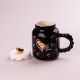 Кухоль керамічний Creative Show Ceramic Cup 400мл з кришкою чашка з кришкою Чорна з білими сердечками. Зображення №2