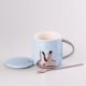 Кухоль керамічний Rabbit 300мл з кришкою та ложкою чашка з кришкою чашки для кави. Зображення №2