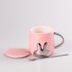 Кухоль керамічний Rabbit 300мл з кришкою та ложкою чашка з кришкою чашки для кави Рожевий. Изображение №2