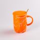 Чашка керамічна мармур 420мл з кришкою та ложкою чашка з кришкою чашки для кави. Изображение №2