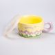 Чашка бульйонниця керамічна 750 мл з пластиковою кришкою "Квітка" Жовта супниця миска для локшини. Зображення №3