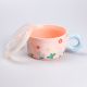 Чашка бульйонниця керамічна 750 мл з пластиковою кришкою "Квітка" Рожева супниця миска для локшини. Изображение №3