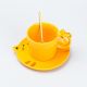 Чашка з блюдцем та ложкою керамічна 250 мл "Кошеня" Жовта. Изображение №3