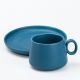 Чашка з блюдцем керамічна 300 мл Синя. Изображение №3