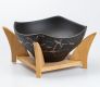 Салатниця з підставкою велика миска 23х13.5 см керамічна тарілка Чорна. Изображение №2