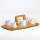 Набір чашок з блюдцями для чаю та кави 6 шт з дерев'яною підставкою. Зображення №2
