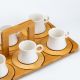Набір чашок з блюдцями для чаю та кави 6 шт з дерев'яною підставкою. Изображение №6
