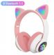 Беспроводные детские Bluetooth наушники с кошачьими ушками и цветной подсветкой Cat VZV-23M (Розовые). Изображение №3