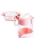 Пляшка для води 460 (мл) скляна прозора з пластиковою кришкою 22 (см) спортивна Рожевий. Зображення №3