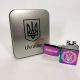 Дугова електроімпульсна запальничка USB Україна металева коробка HL-447. Колір: хамелеон. Зображення №6